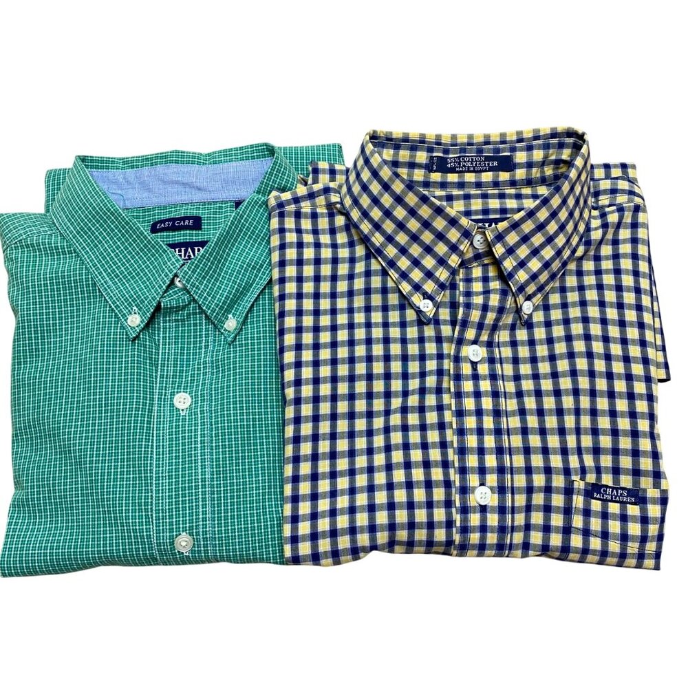Chaps Two Mens Short Sleeve Button Down Shirt Lg